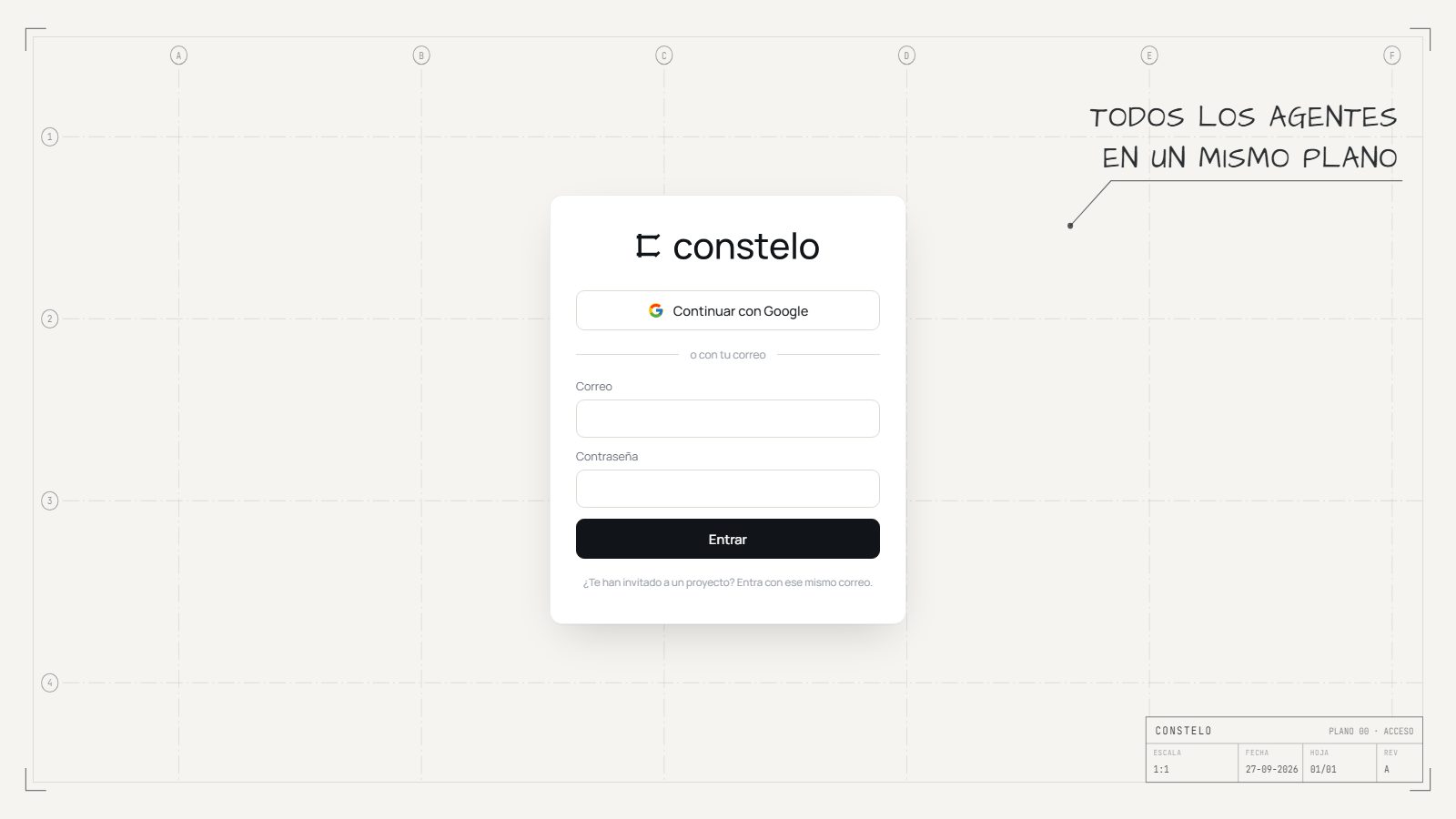 Pantalla de acceso con la C técnica